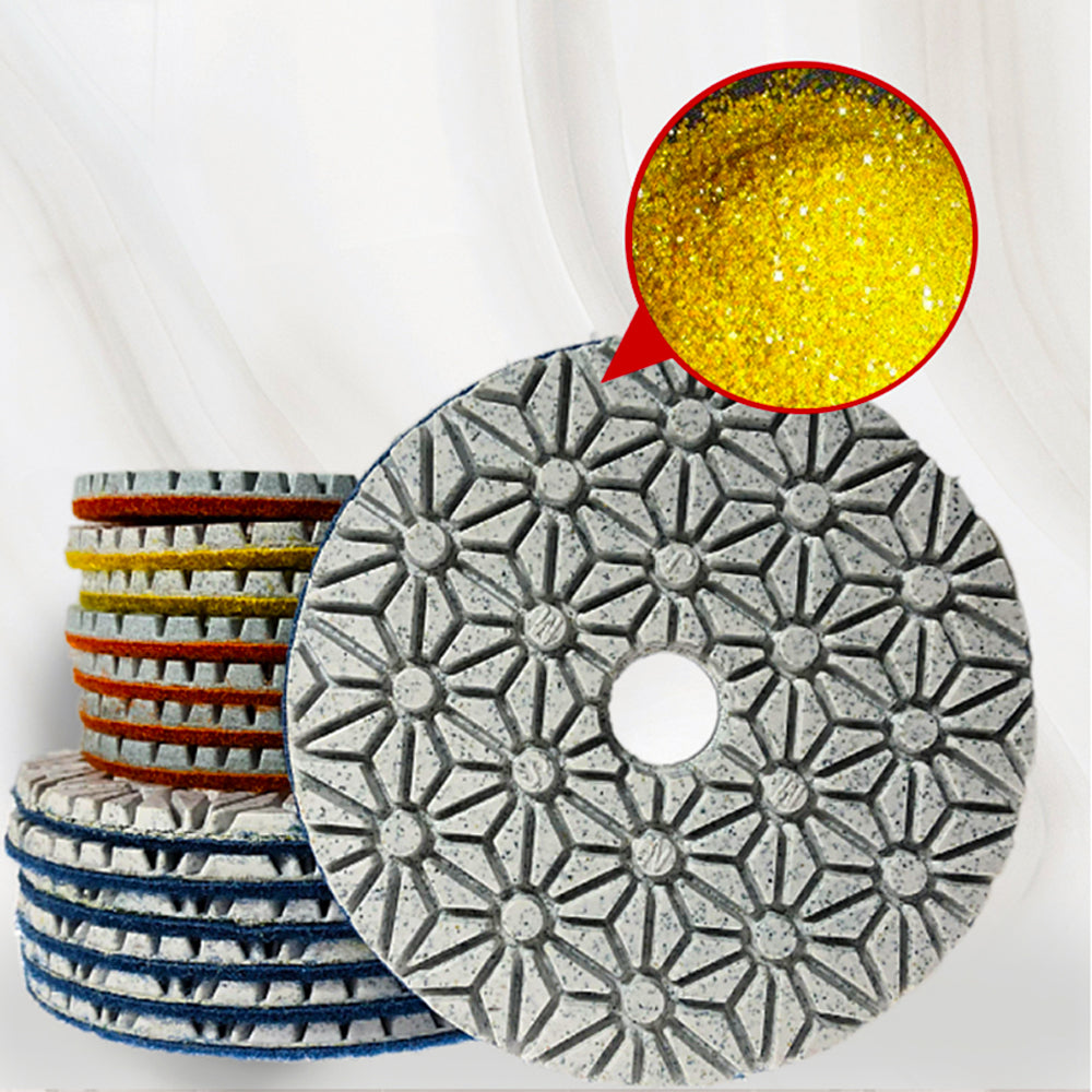 3- Step 4 Inch Wet Diamond Polishing Pads For Granite Marble Engineered Stone And Other Natural Stone